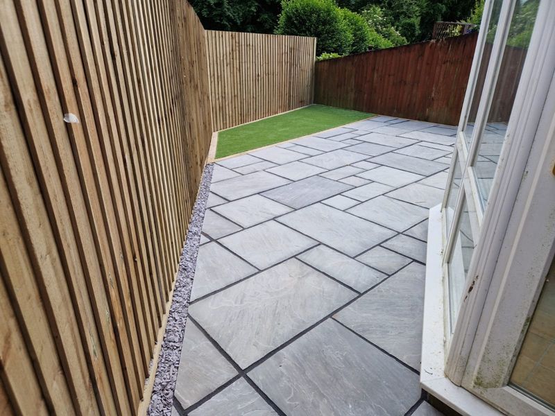 Sandstone side patio