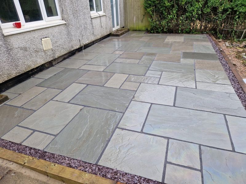 Silver grey sandstone patio